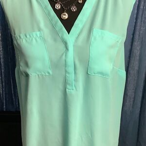 Sleeveless Aqua Blouse